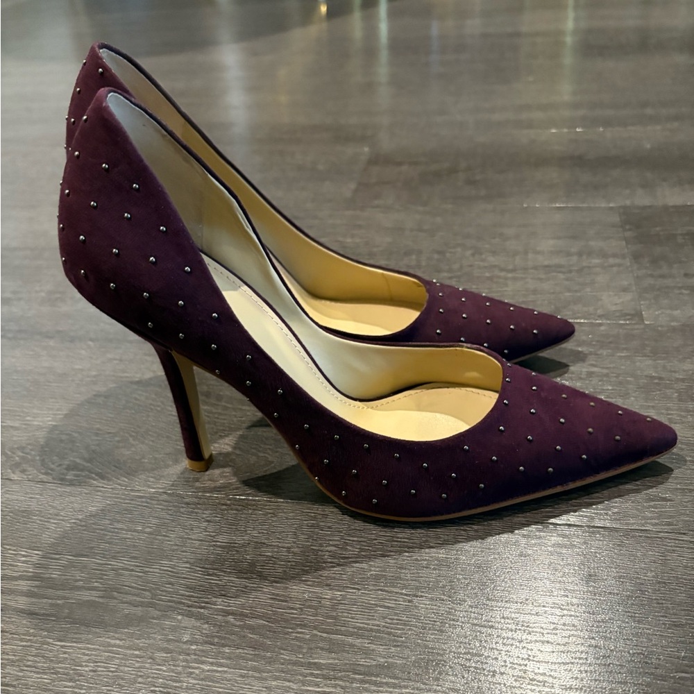 Guess Purple Heels with Gunmetal Studs Stiletto Pointed Toe